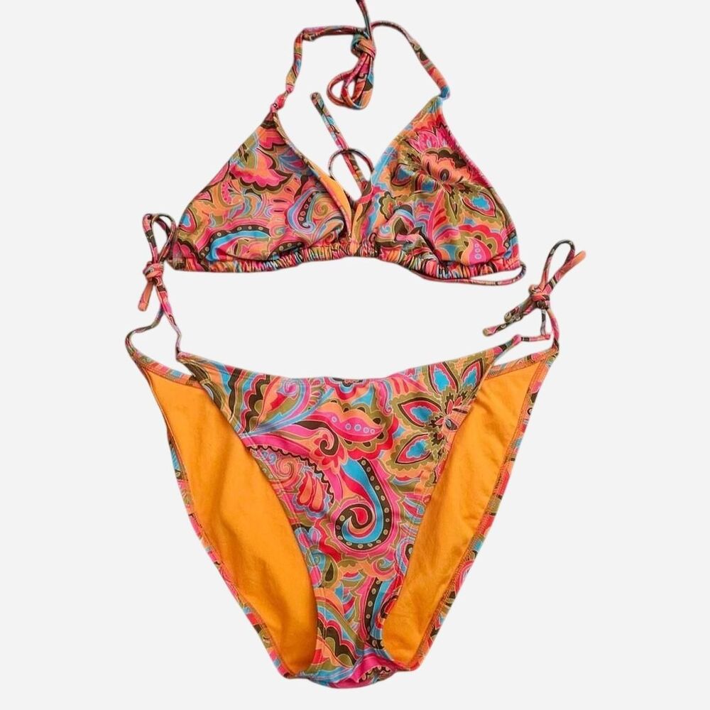 retro 70s funky paisley wild fable string bikini set